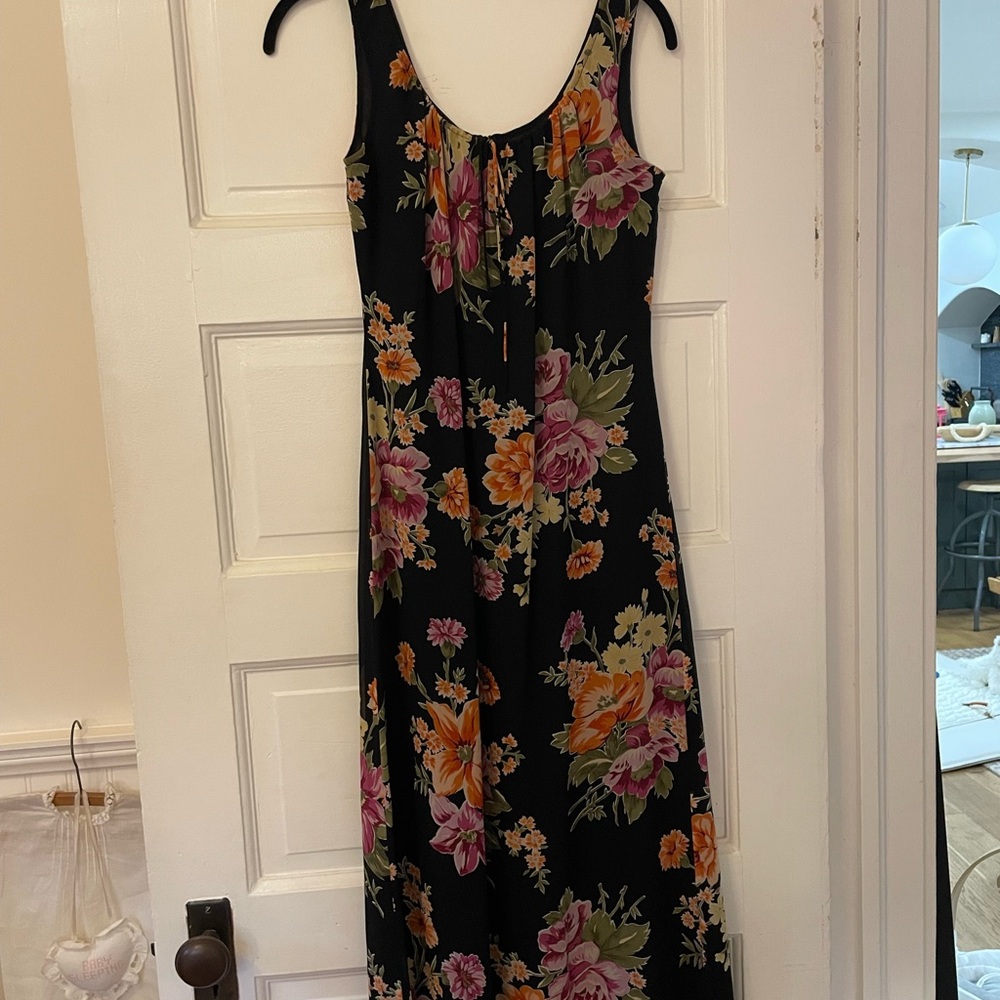 Vintage Floral Black Dress
